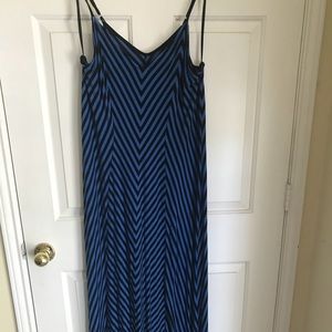 Blue and black striped maxi